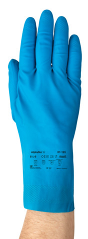1 Pair Ansell Versatouch AlphaTec 87-195 Flocklined Latex Gloves Blue 